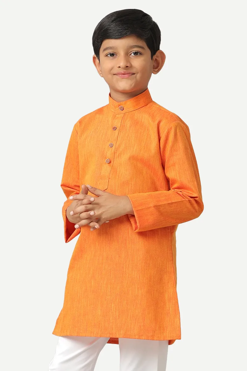 Exotic - Orange Kurta and Pyjama 2 In 1 Set For Kids | Uathayam