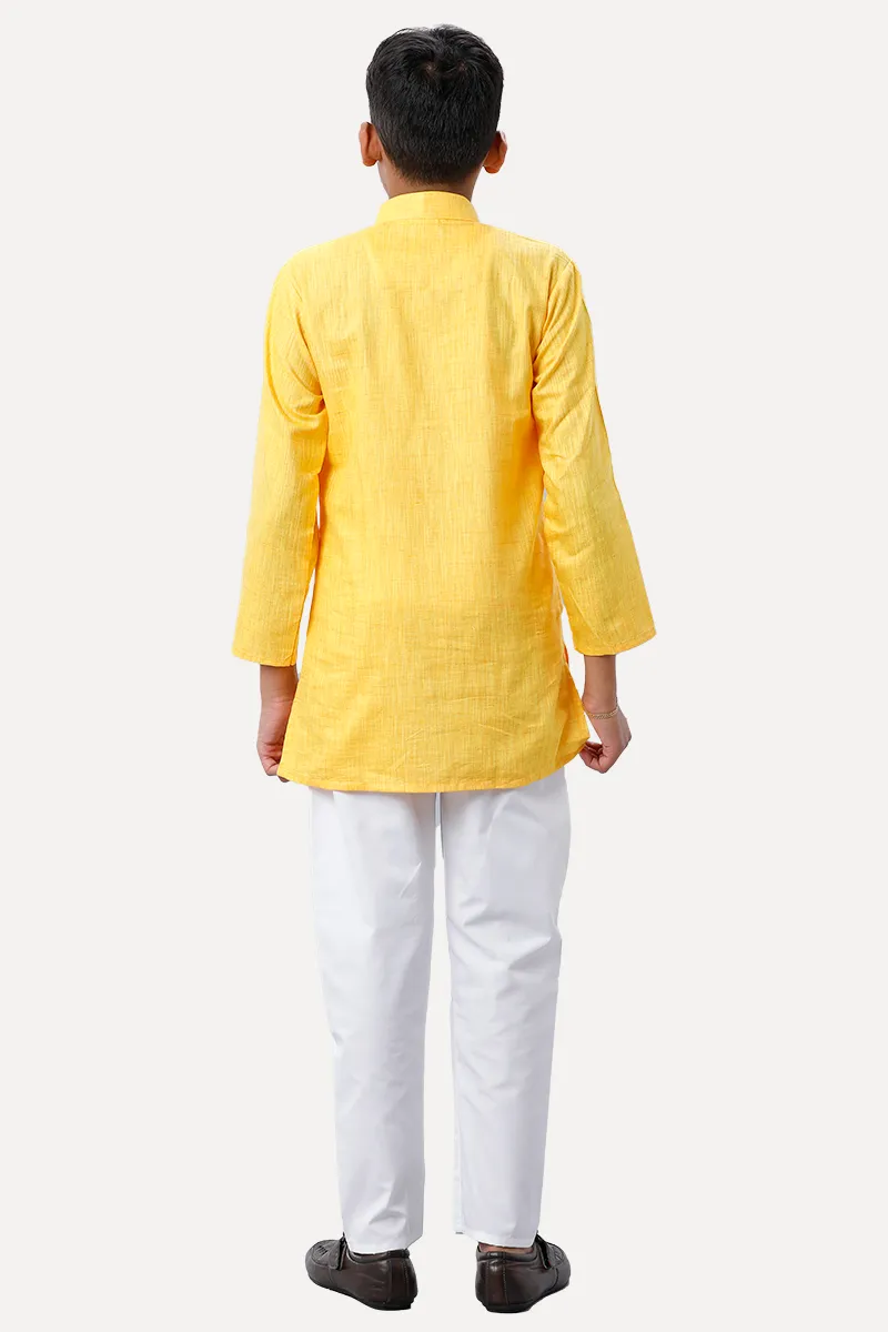 Exotic - Yellow Kurta and Pyjama 2 In 1 Set For Kids | Uathayam