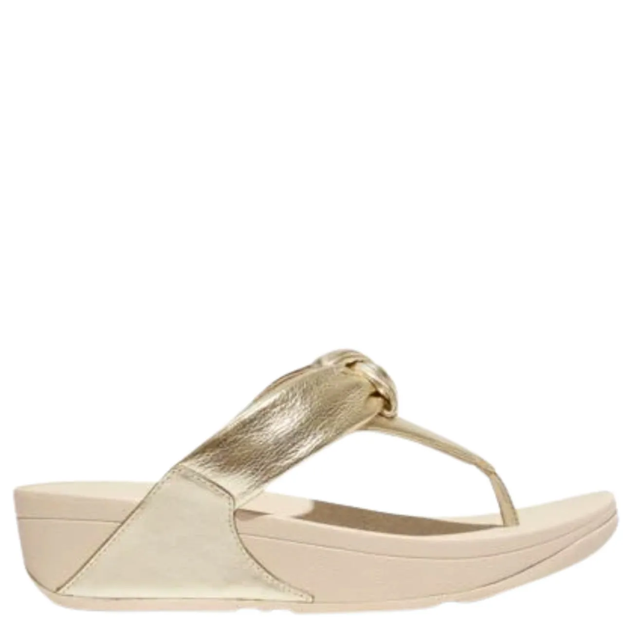 FitFlop Lulu Padded Knot Toe Post Leather Sandals | Platino