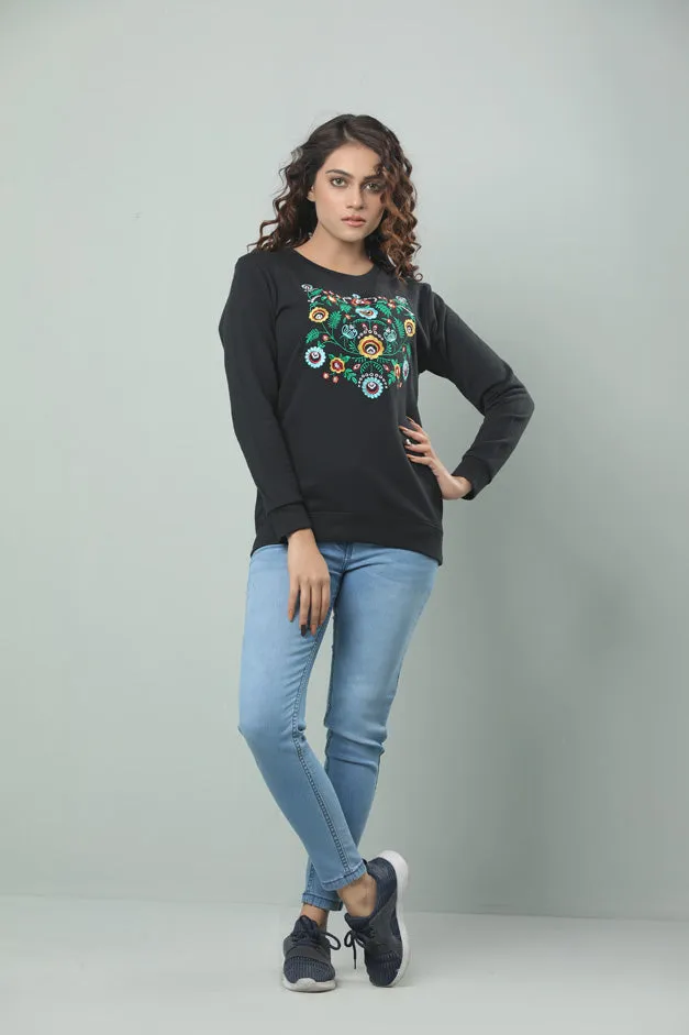 FLORAL EMBROIDERED SWEATSHIRT