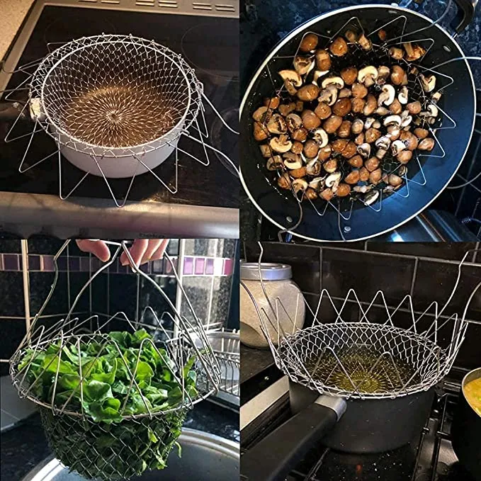 Foldable Stainless Steel Deep Fry Basket