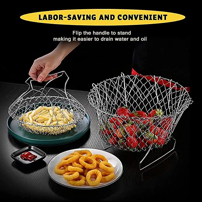 Foldable Stainless Steel Deep Fry Basket