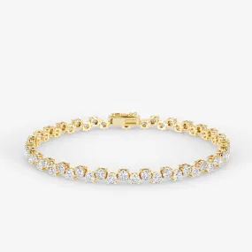 Four Prong Diagonally Diamond Tennis Bracelet 18K Gold