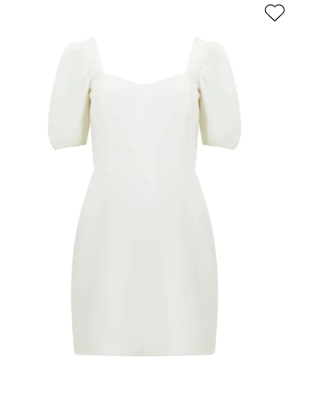 French Connection White Whisper Ruth Sweetheart Neckline Short Sleeve Graduation Dress