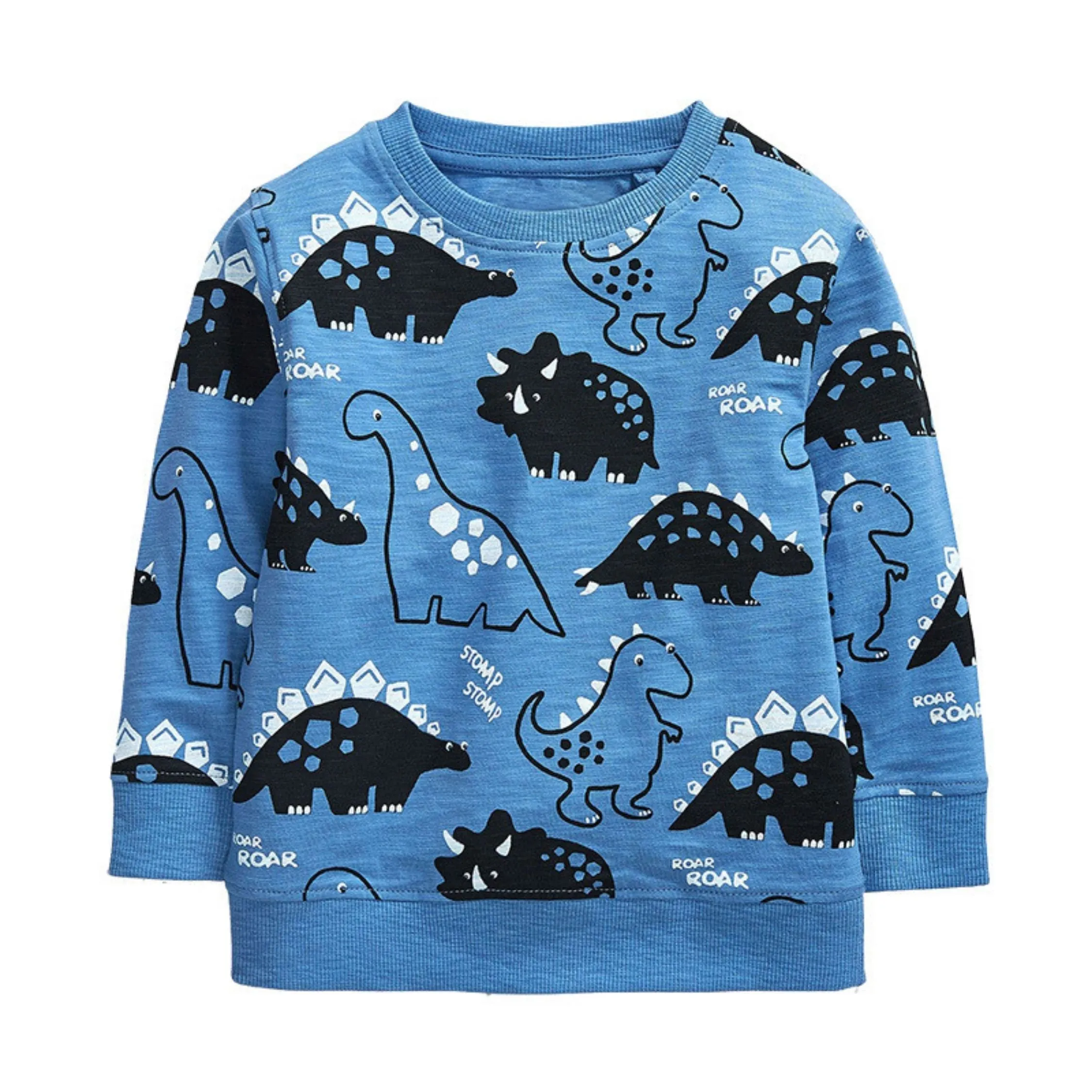 Full Sleeve Dino Pattern Boys Sweatshirt, Blue