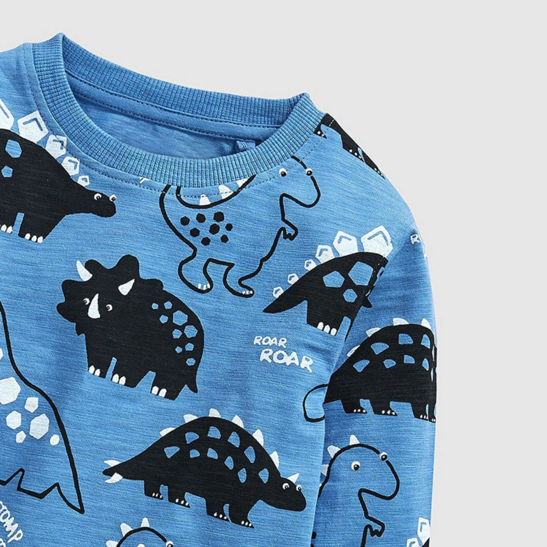 Full Sleeve Dino Pattern Boys Sweatshirt, Blue