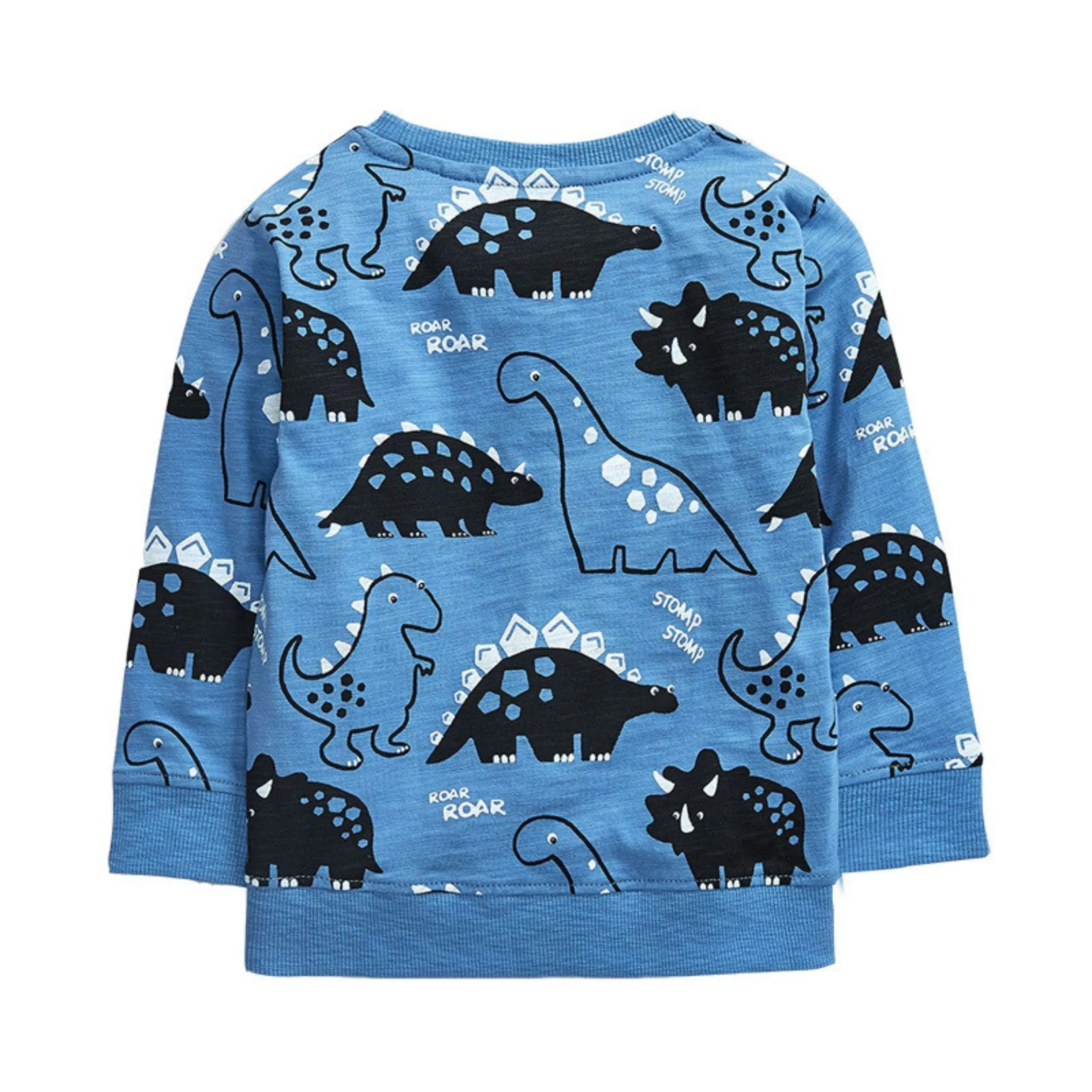 Full Sleeve Dino Pattern Boys Sweatshirt, Blue