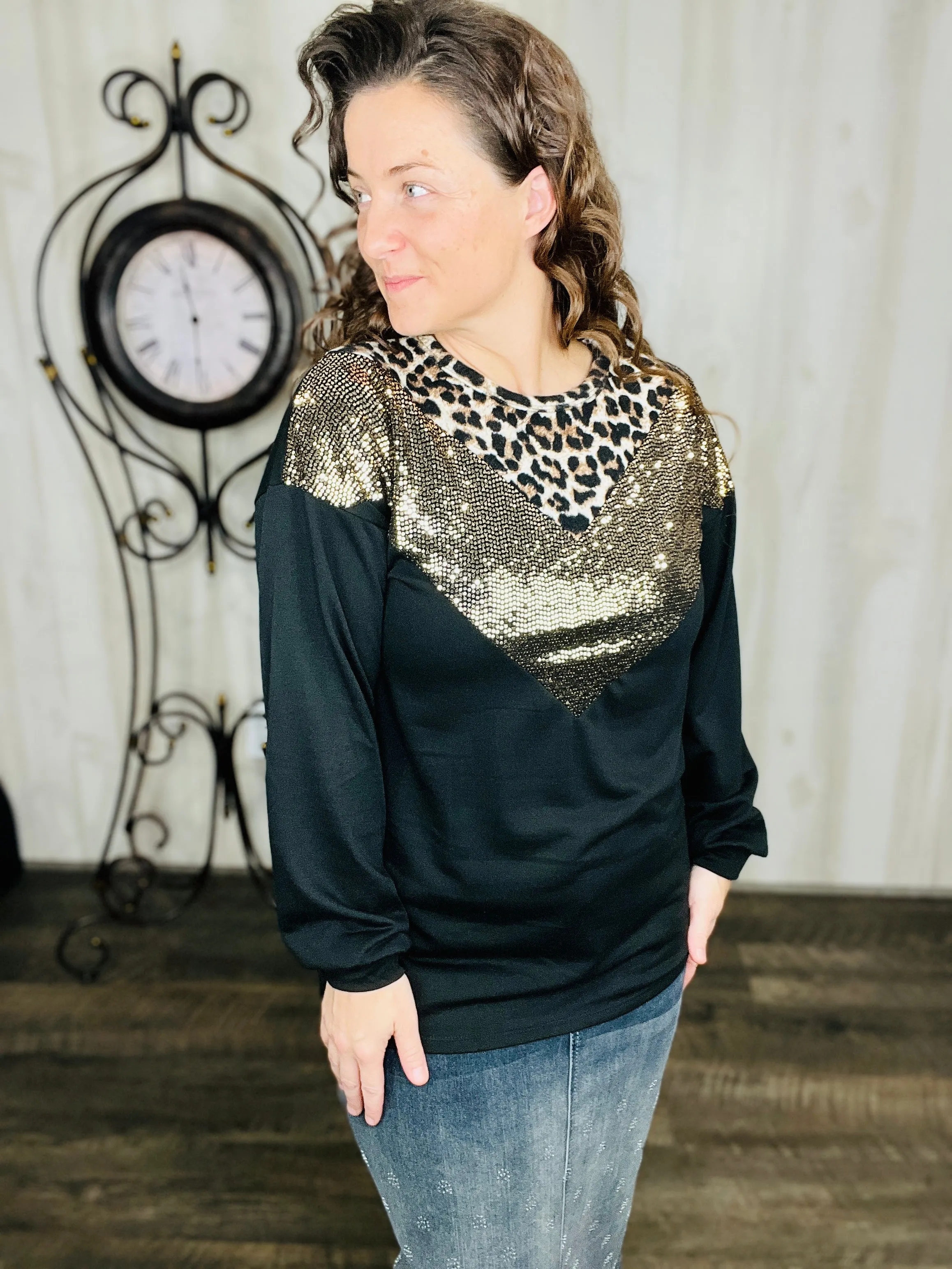 Gabby Leopard & Sequin Top