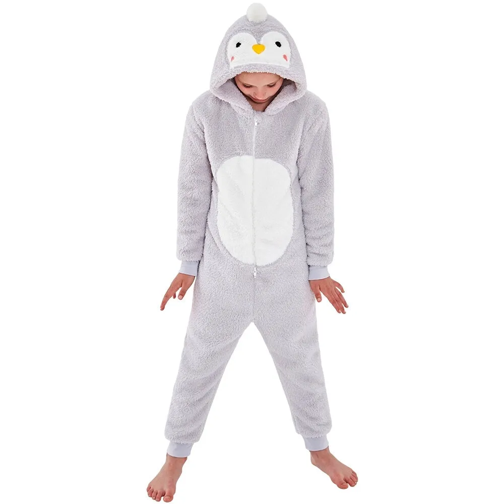 Girls Baby Penguin Grey Onesie