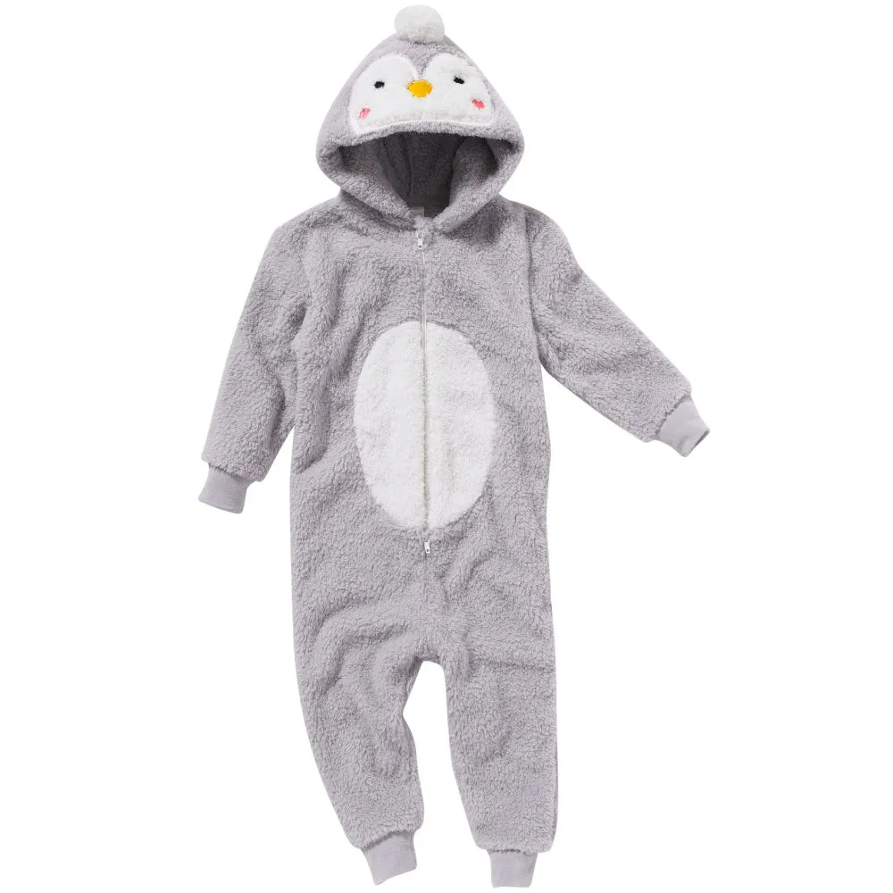 Girls Baby Penguin Grey Onesie