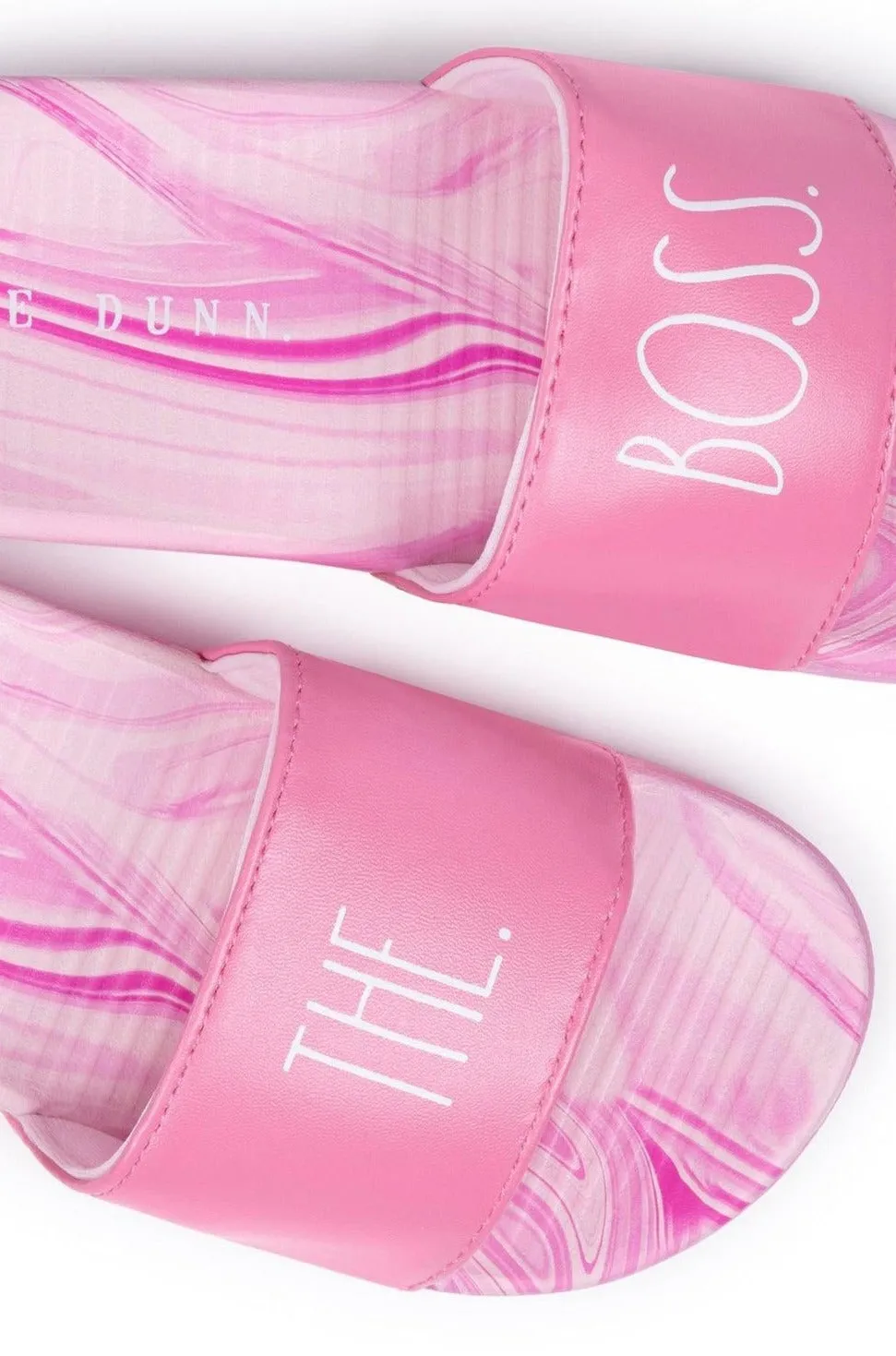 Girl's "THE BOSS" Marble Pink Pool Slides