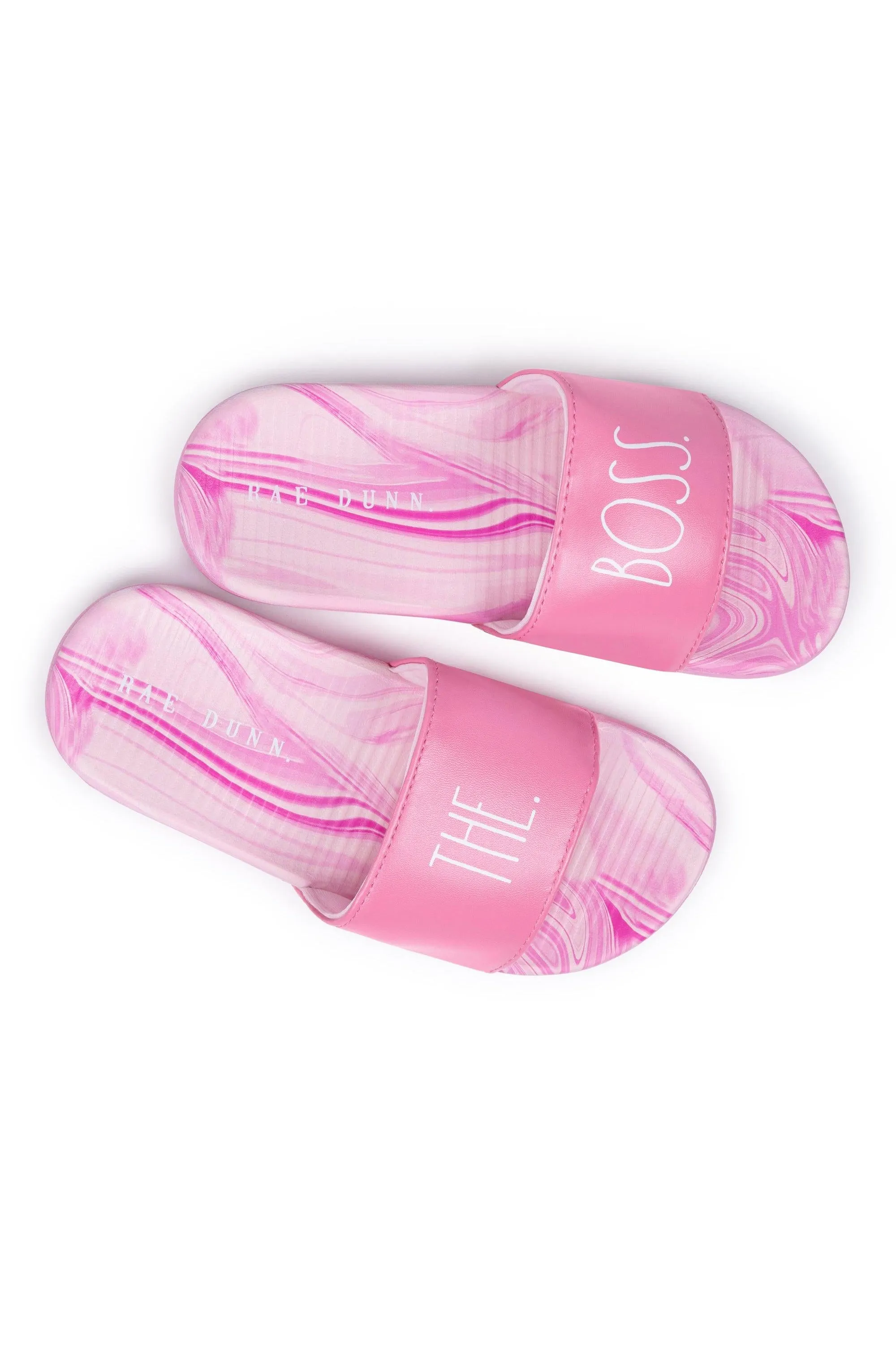 Girl's "THE BOSS" Marble Pink Pool Slides