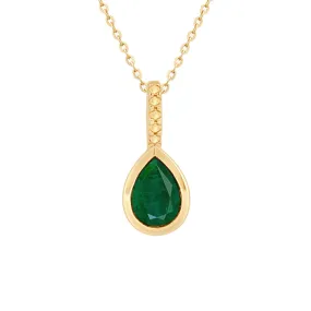 Green Agate Teardrop Pendant Necklace