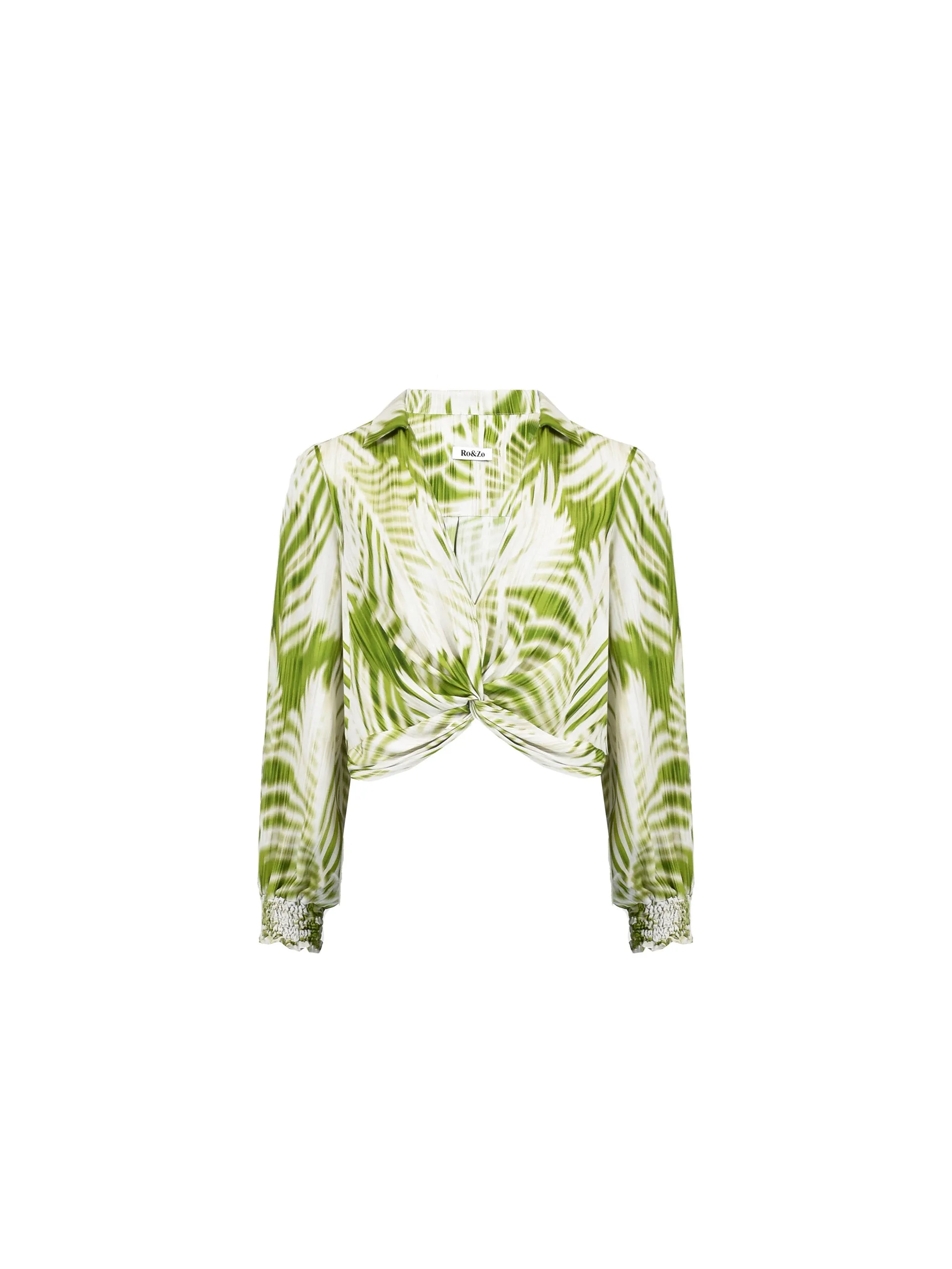 Green Palm Print Cross Over Shirt