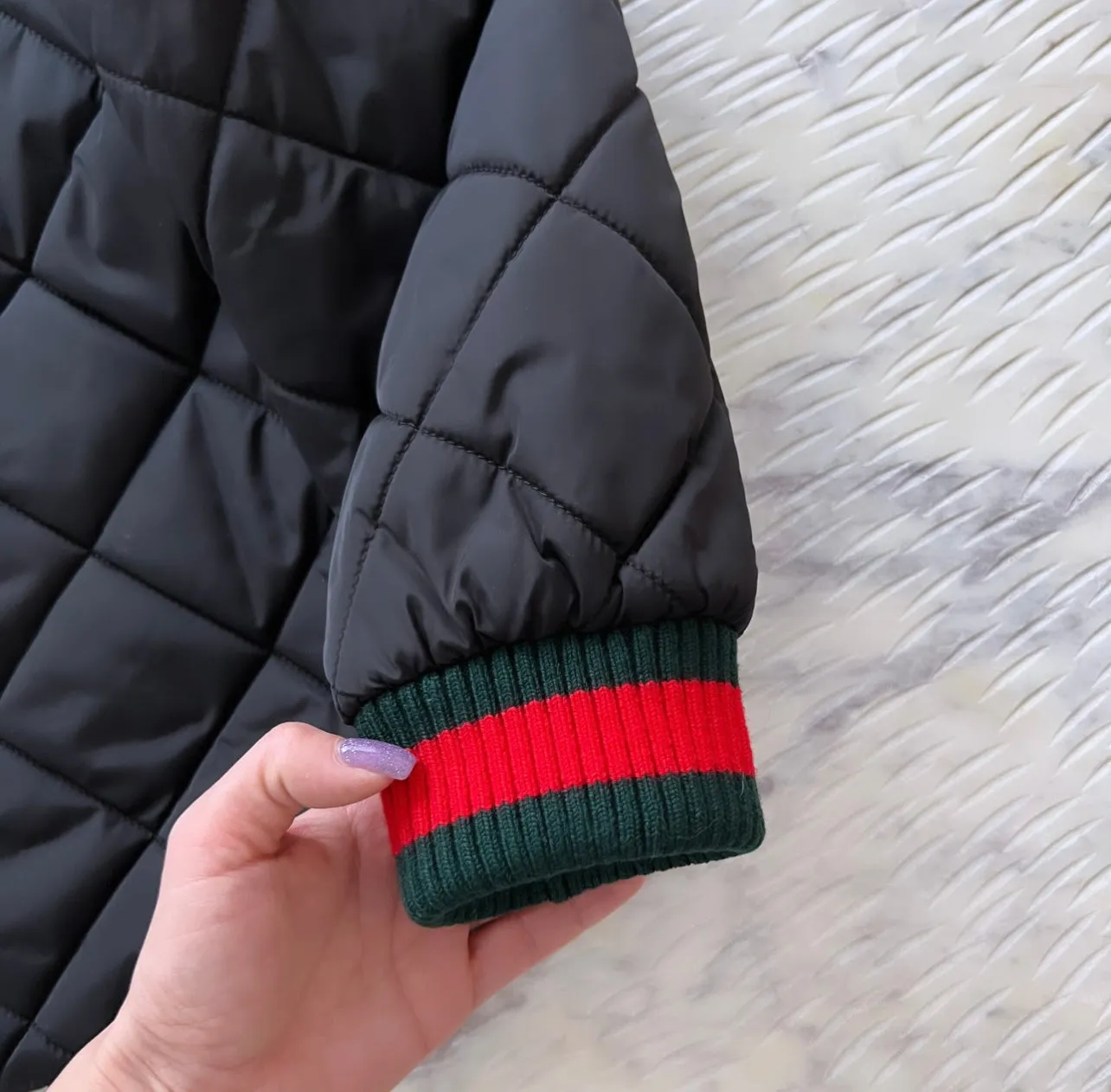 Gucci Black Ruffle Pearl Quilted Jacket