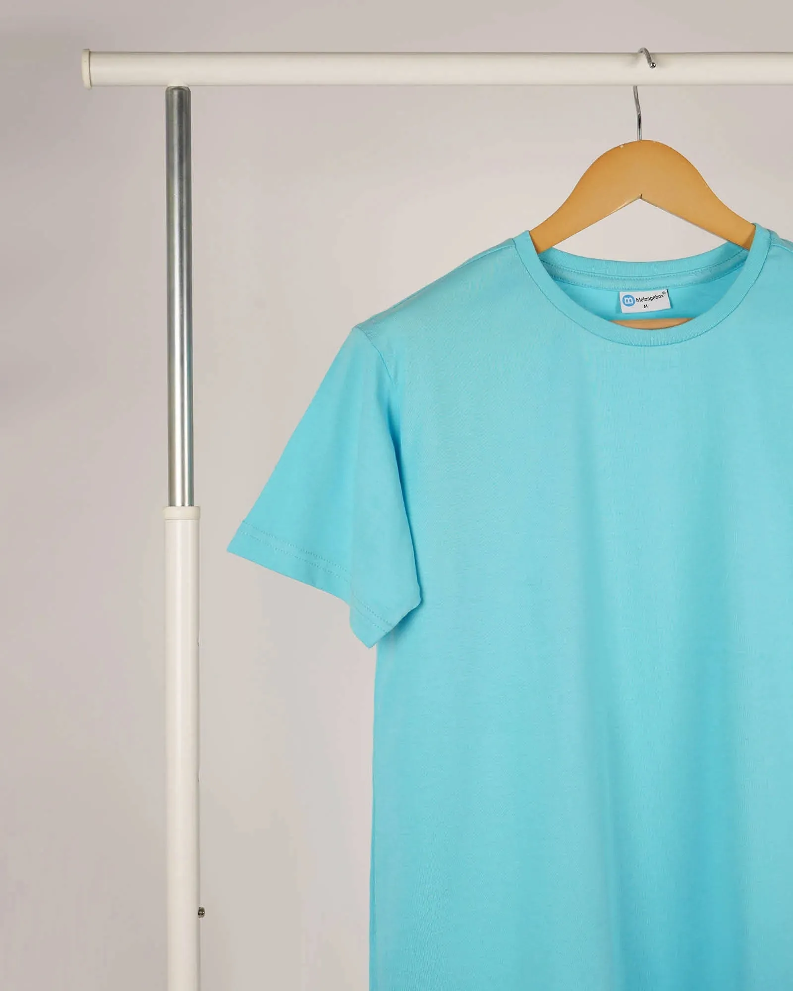 Half Sleeves Crew Neck: Aqua Blue