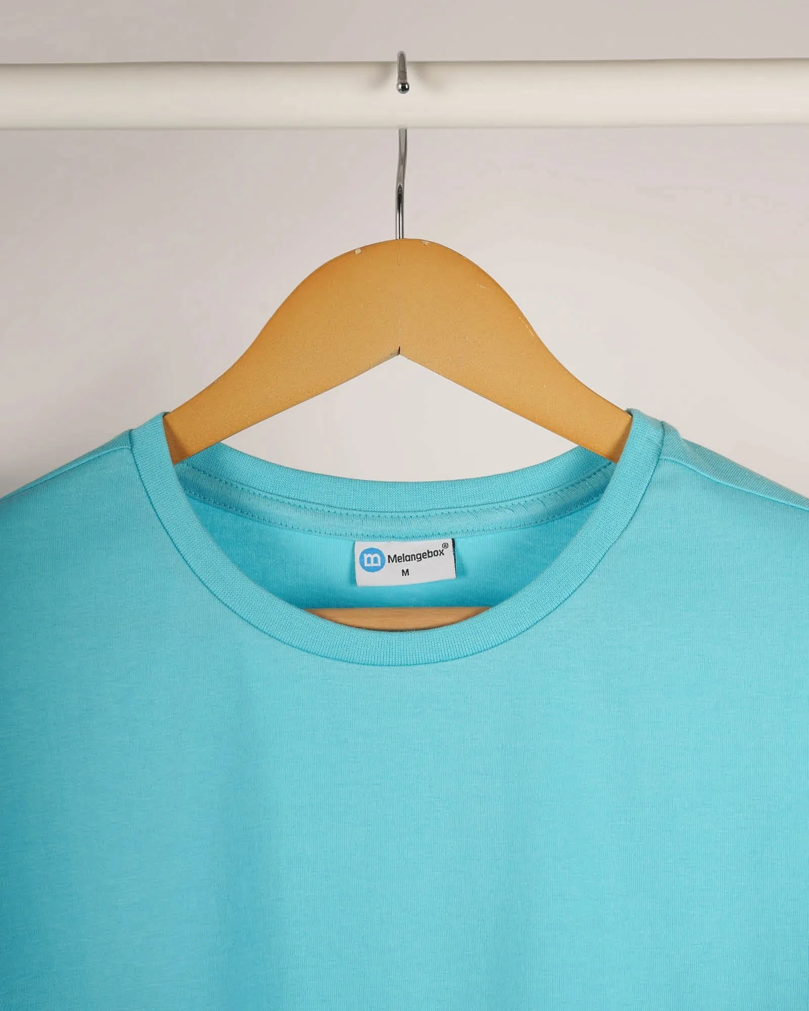 Half Sleeves Crew Neck: Aqua Blue