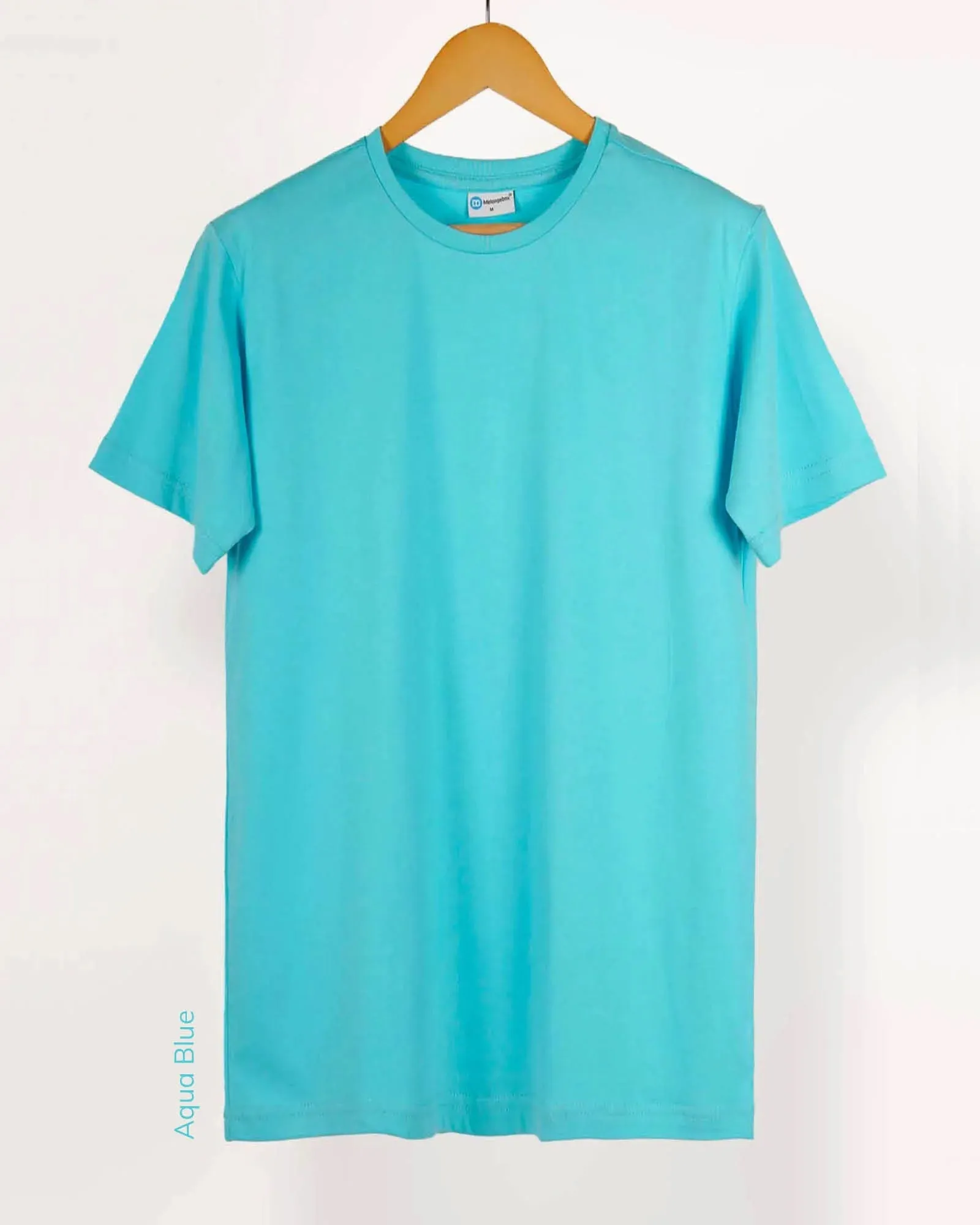 Half Sleeves Crew Neck: Aqua Blue