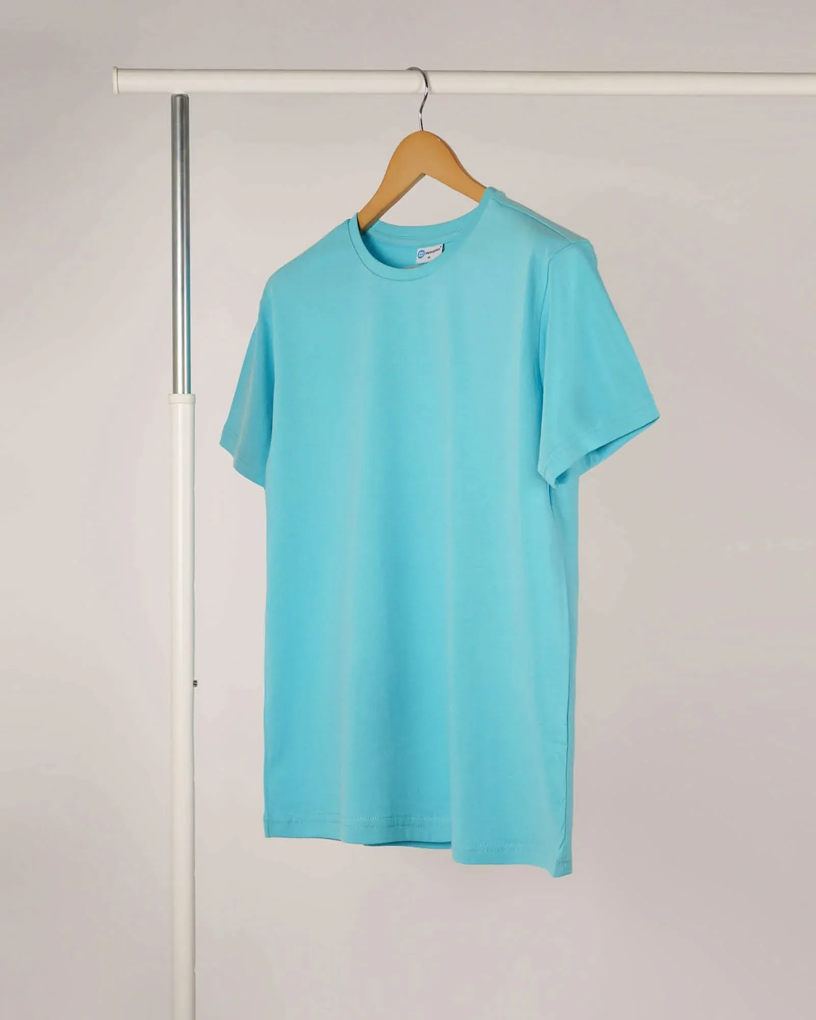 Half Sleeves Crew Neck: Aqua Blue