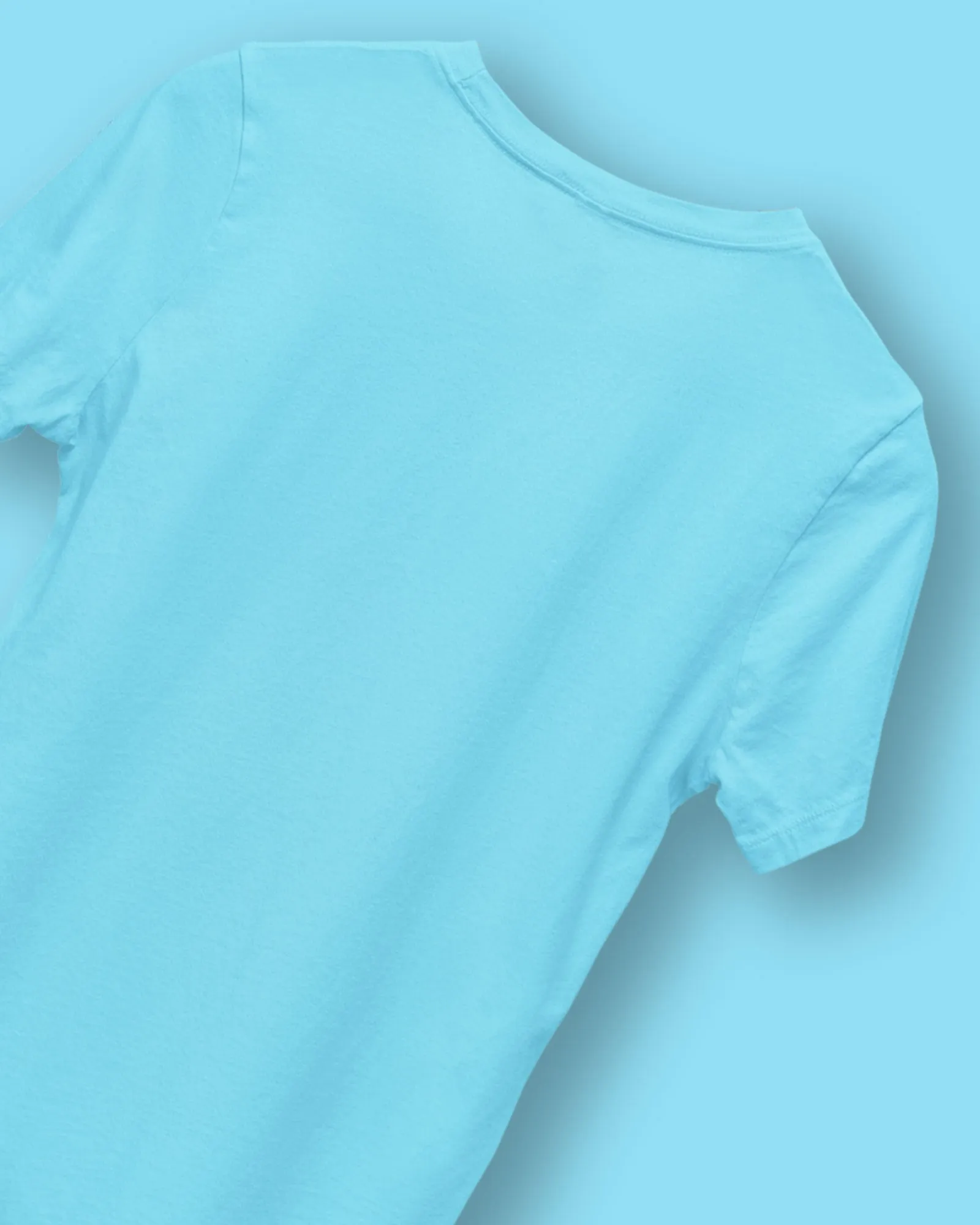 Half Sleeves Crew Neck: Aqua Blue