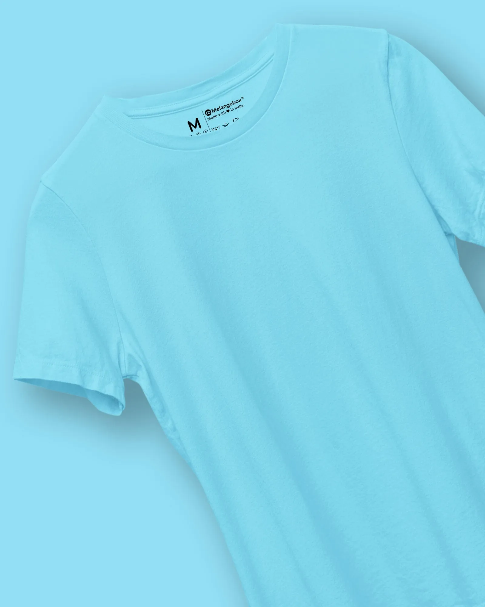 Half Sleeves Crew Neck: Aqua Blue