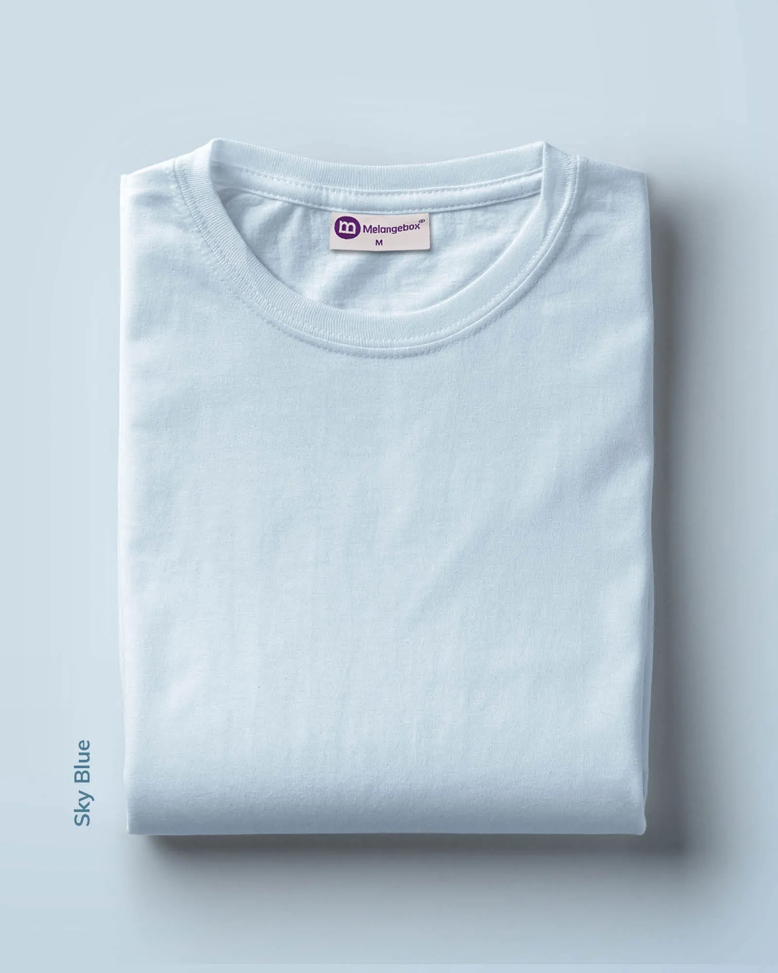 Half Sleeves Crew Neck: Sky Blue