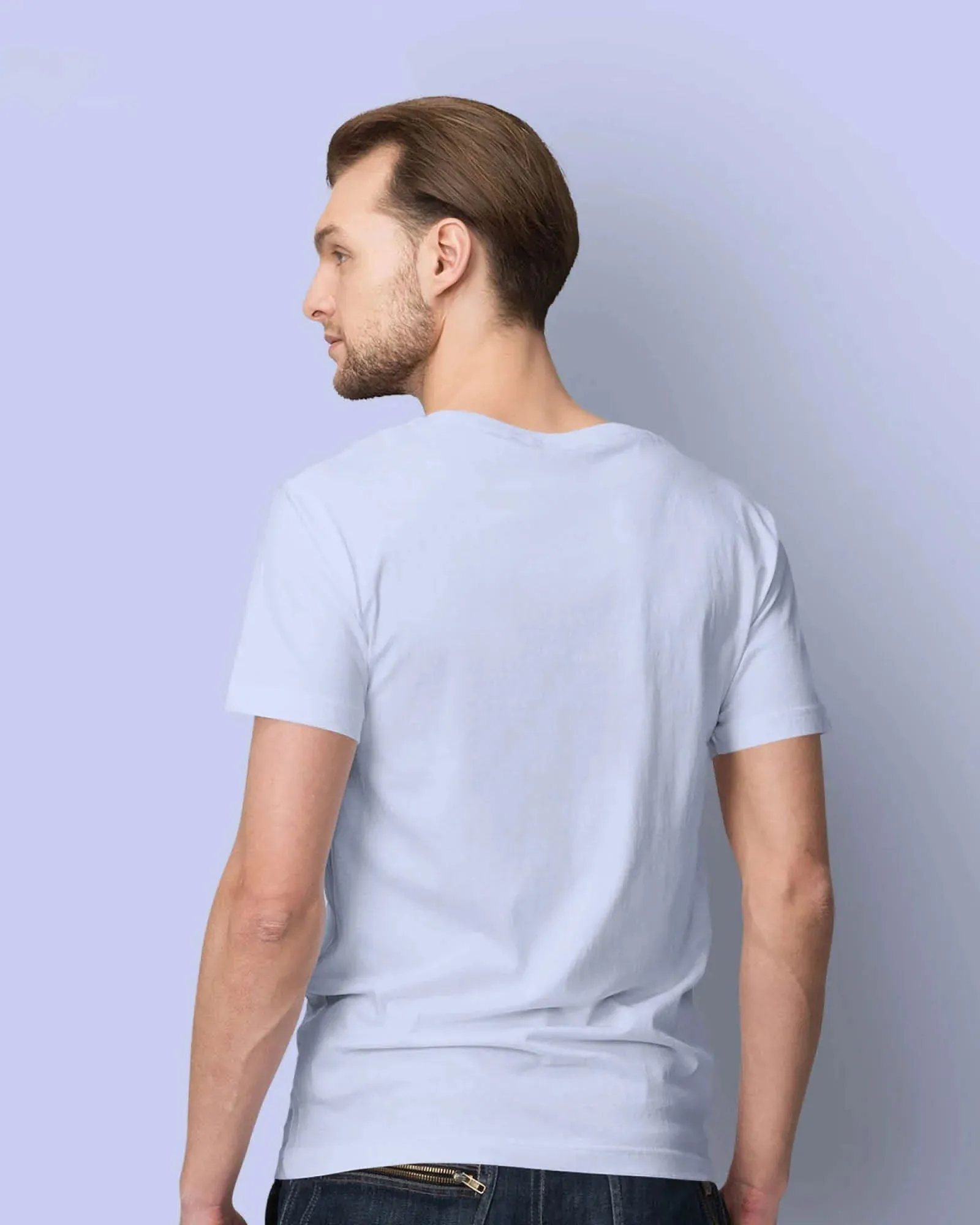 Half Sleeves Crew Neck: Sky Blue