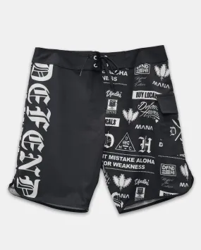 HAWAI'I KINE TINGS Black Boardshort