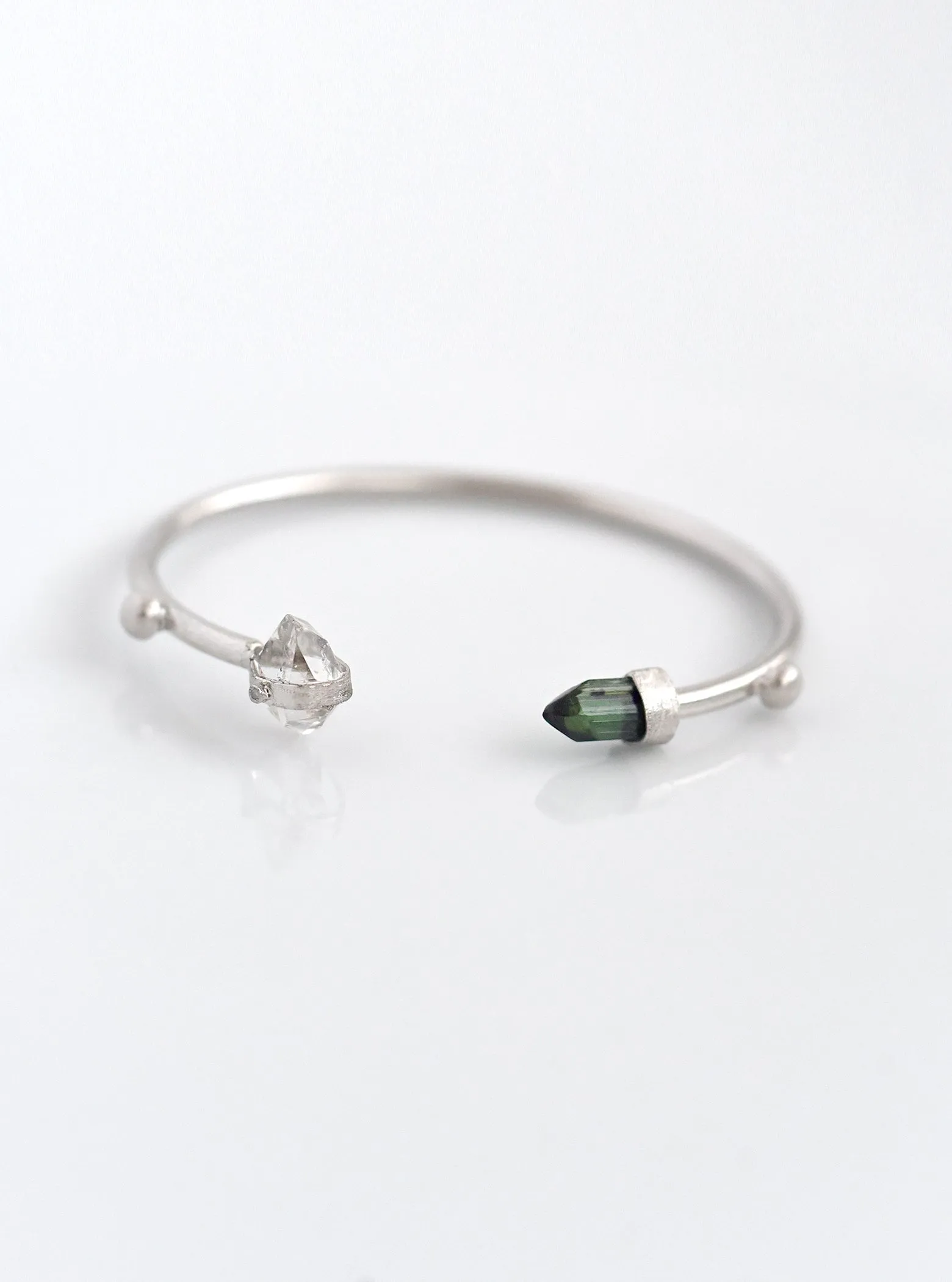 Herkimer Quartz  with Tourmaline and Diamond Bangle