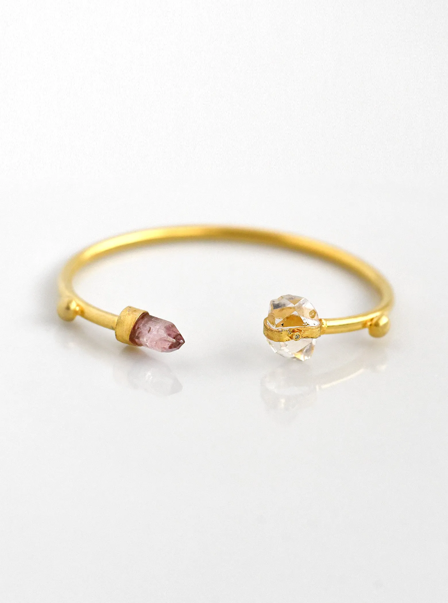 Herkimer Quartz  with Tourmaline and Diamond Bangle