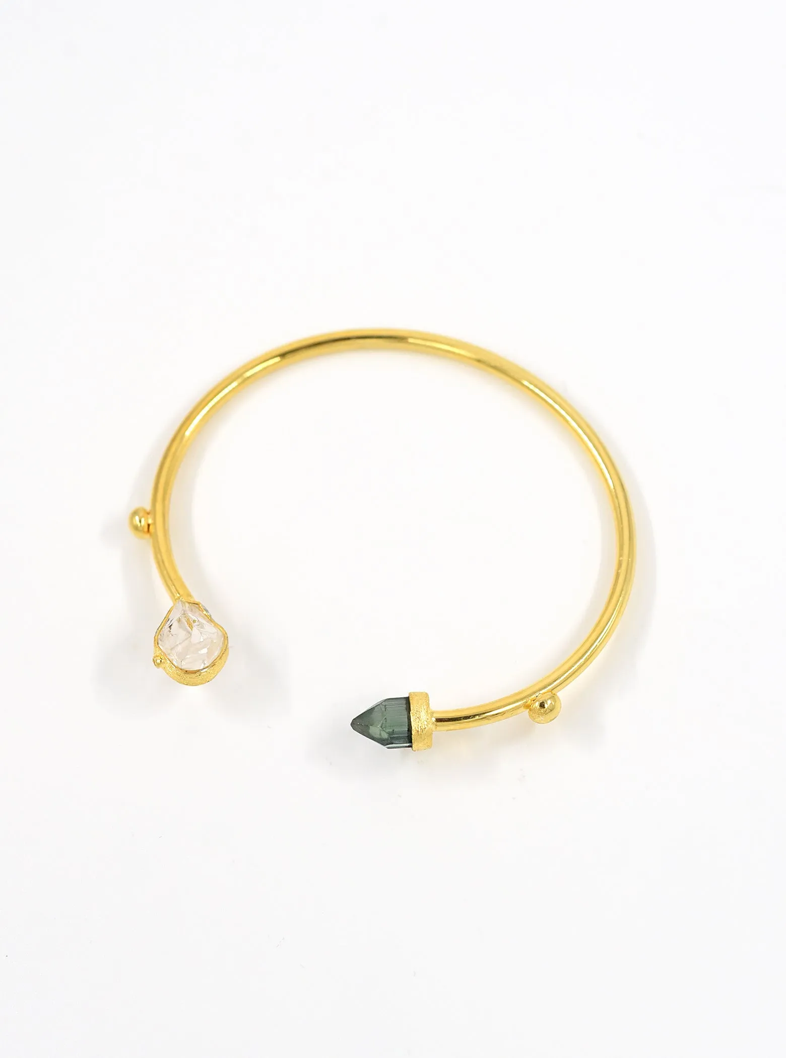 Herkimer Quartz  with Tourmaline and Diamond Bangle