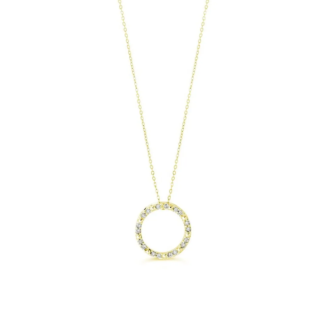 Icicles 10k Gold Circle Diamond Necklace