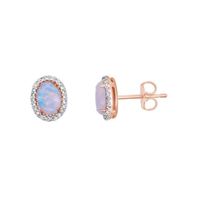 Irisa by Martin Binder Oval Opal & Diamond Halo Stud Earrings