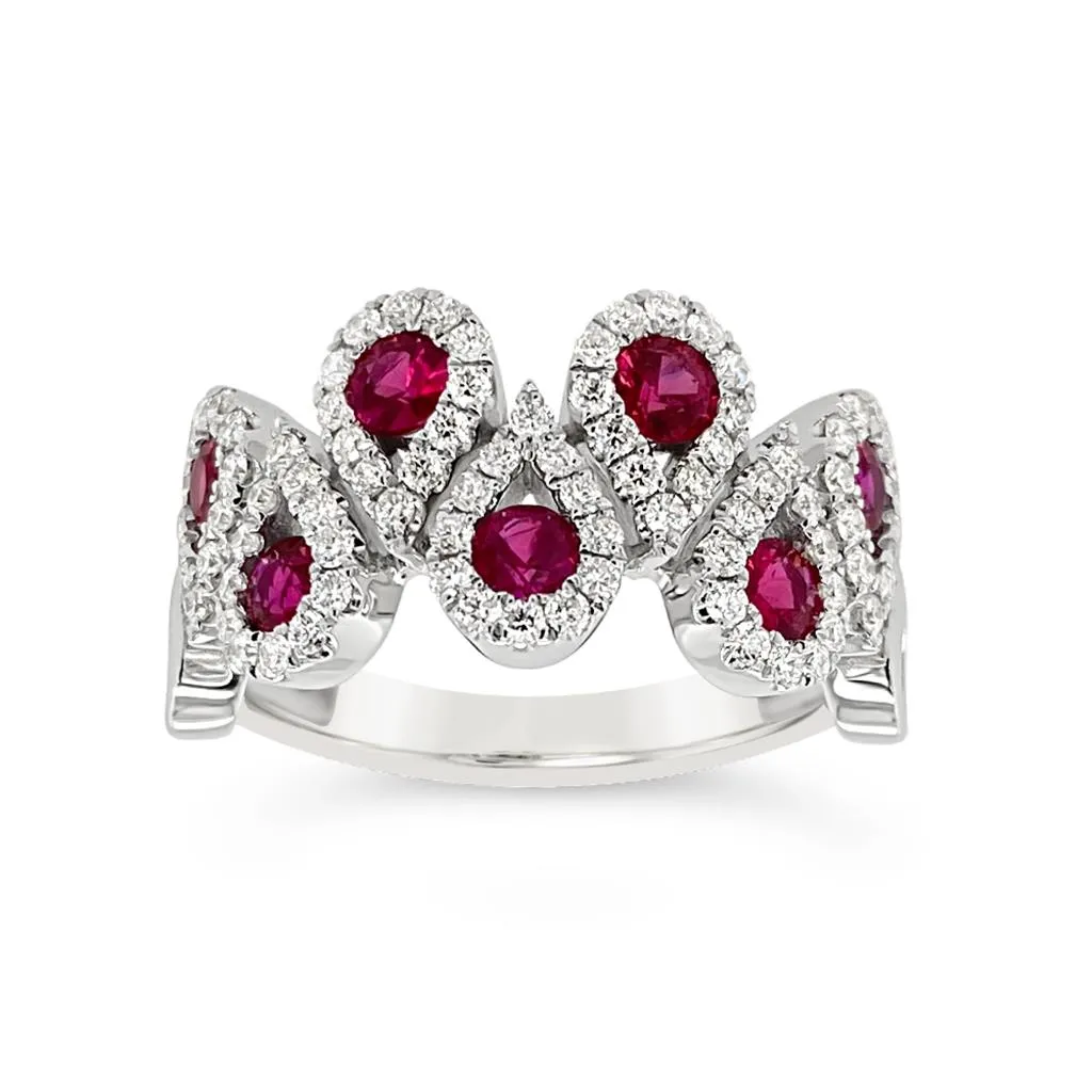 Irisa by Martin Binder The Lake Ruby & Diamond Alternating Pear Ring