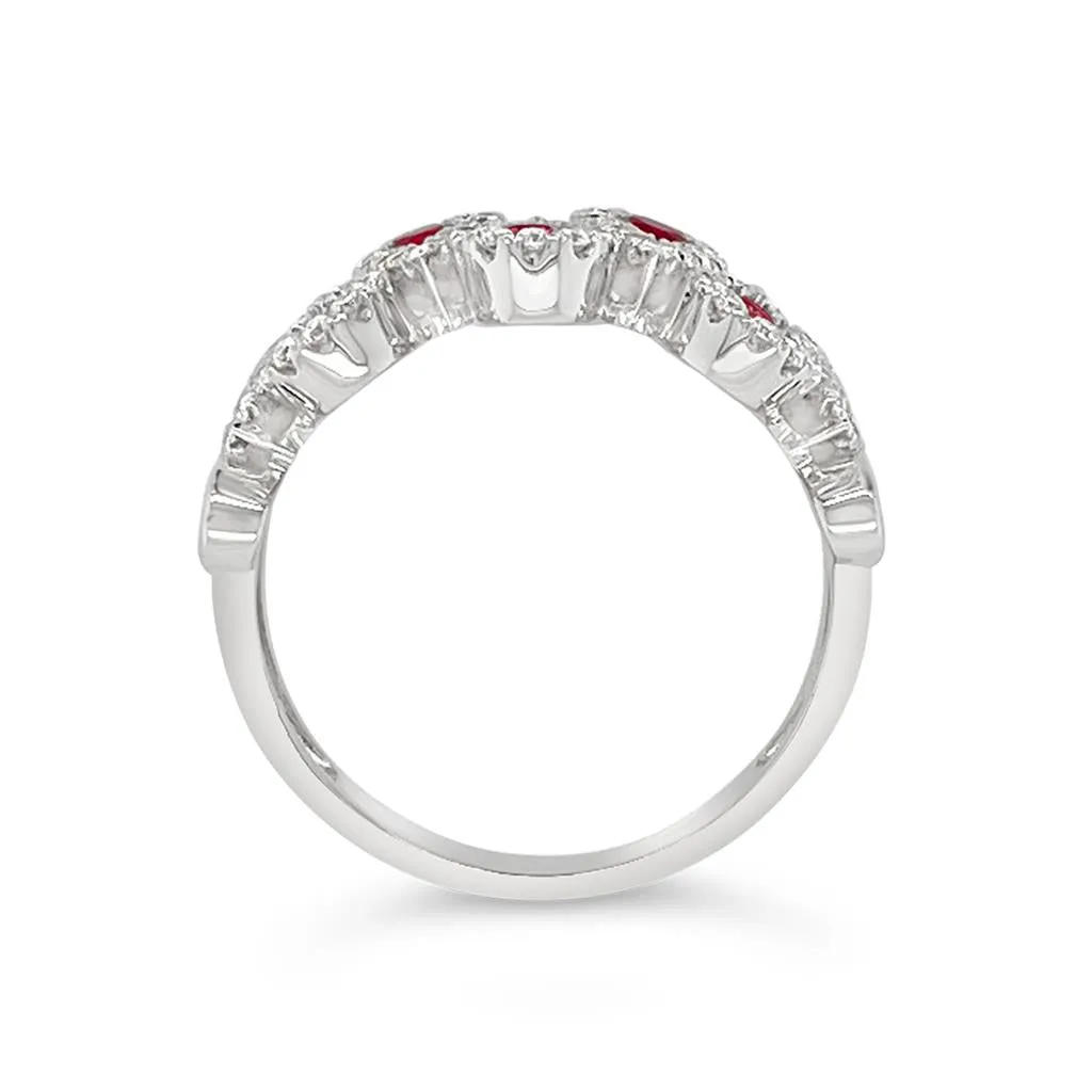 Irisa by Martin Binder The Lake Ruby & Diamond Alternating Pear Ring