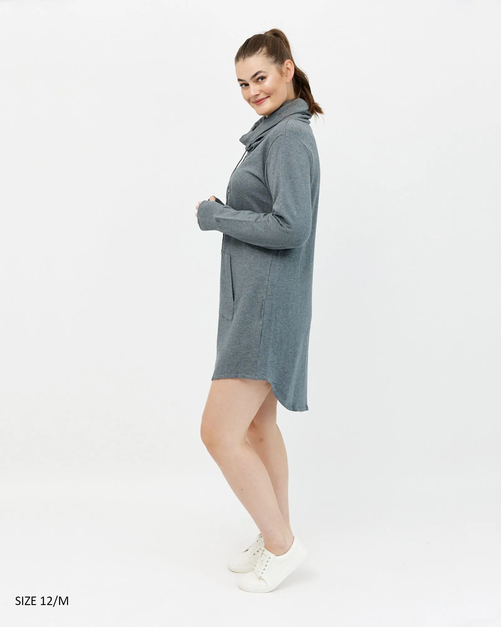 Isla cowl neck dress - charcoal grey