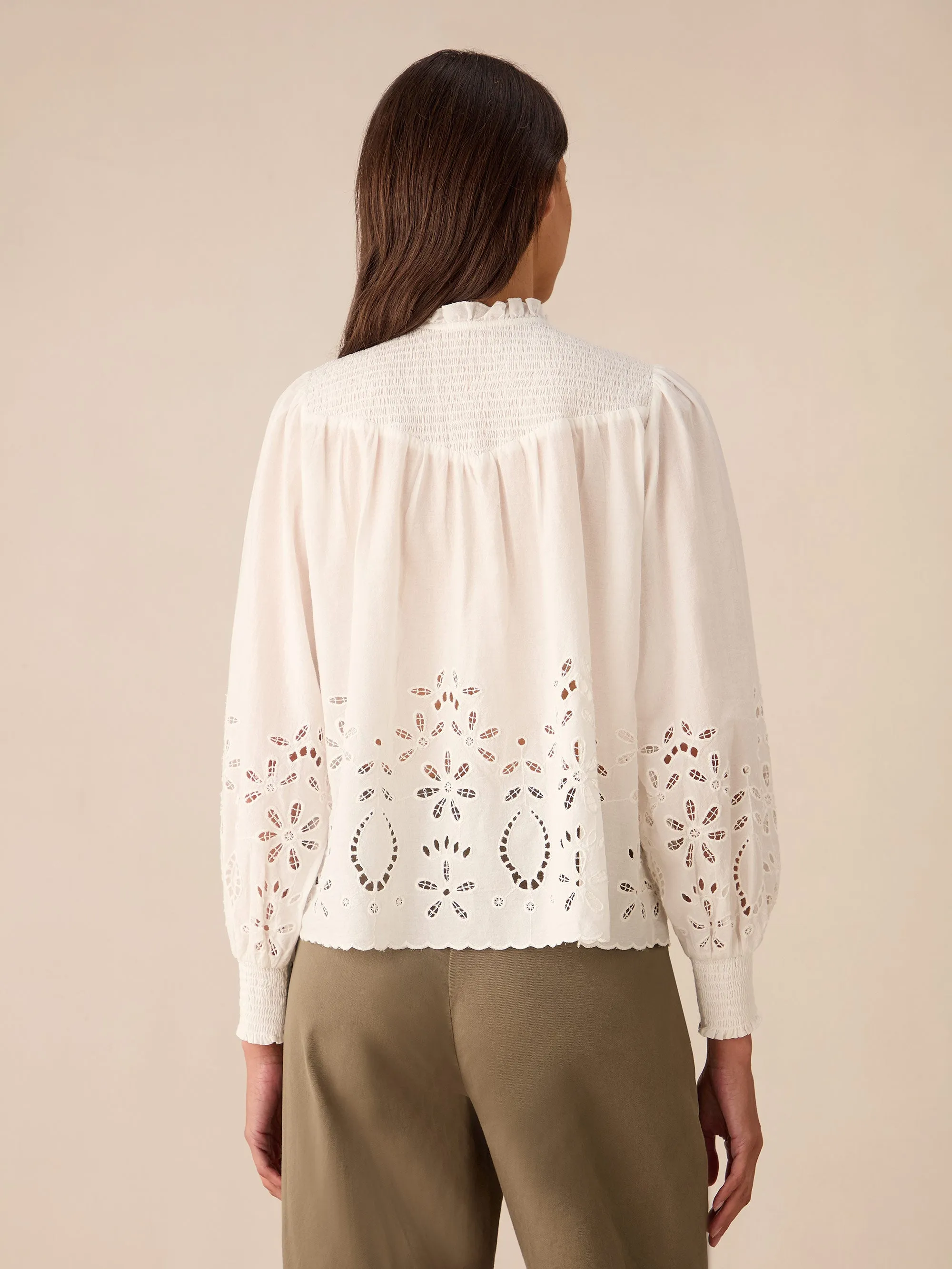 Ivory Cut-Out Broderie Blouse