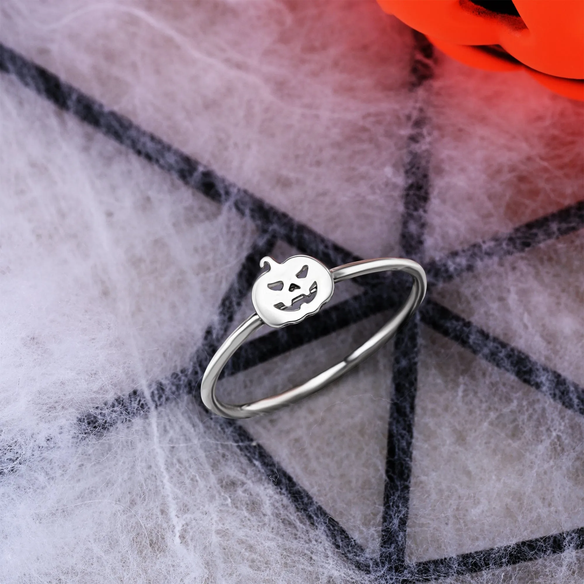 Jack-o-Lantern Pumpkin Ring Sterling Silver