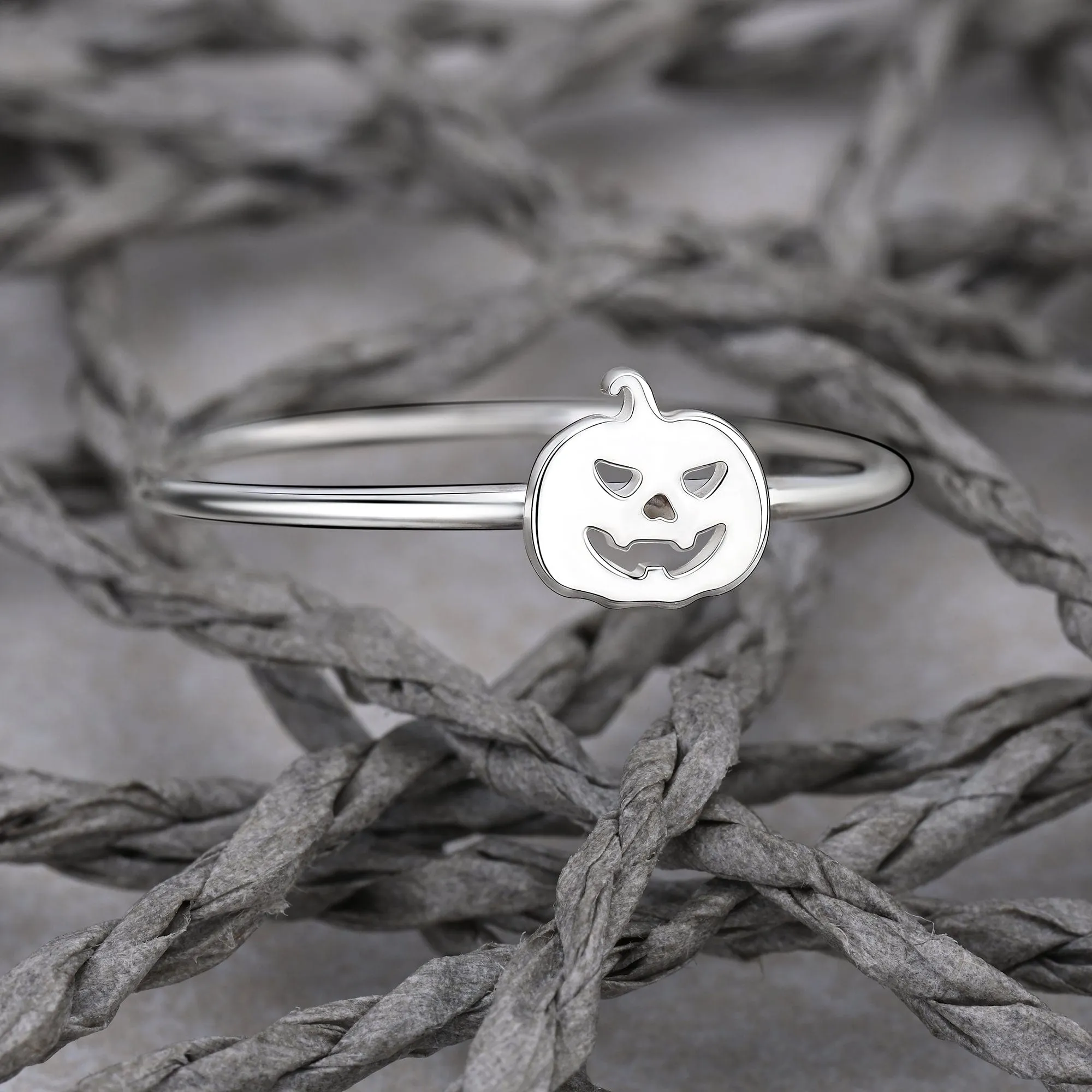 Jack-o-Lantern Pumpkin Ring Sterling Silver