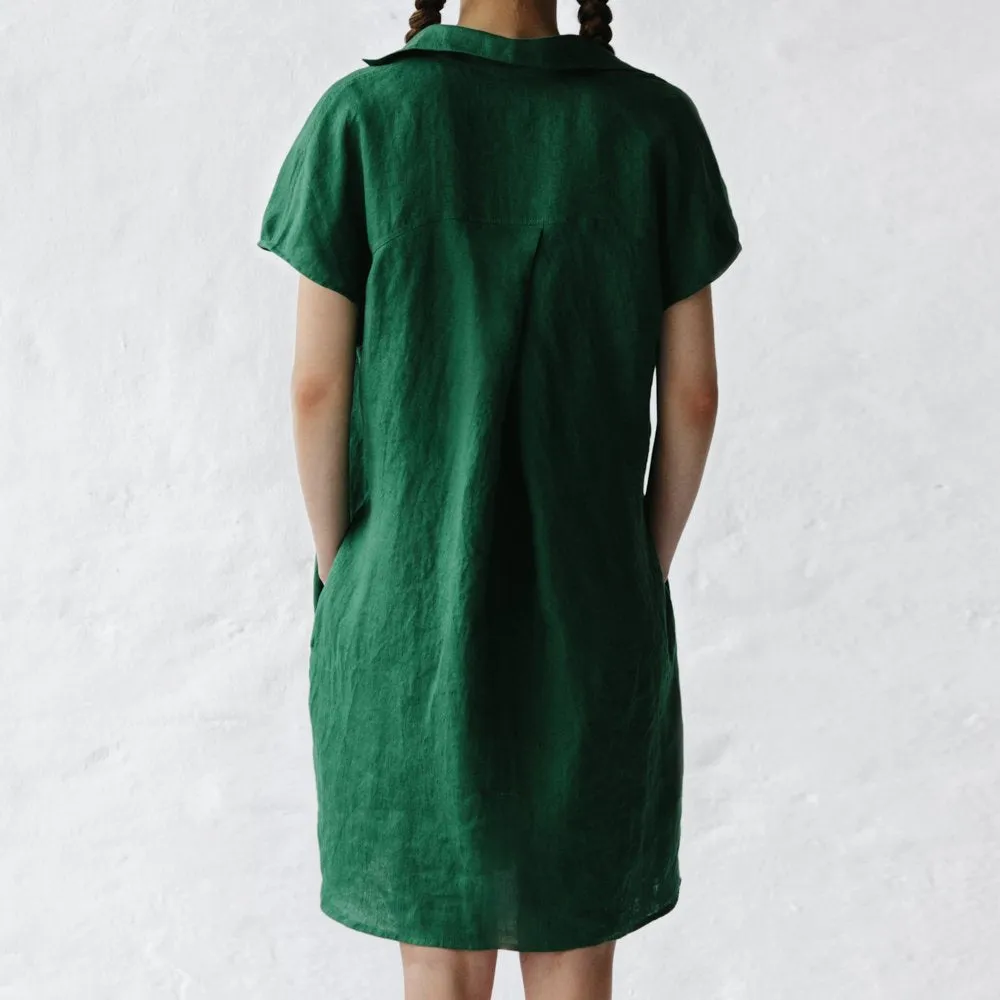 Jovi linen dress in green by Seaside Tones