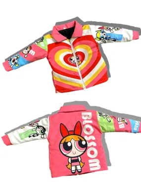 Kids pink blossom power puff jacket