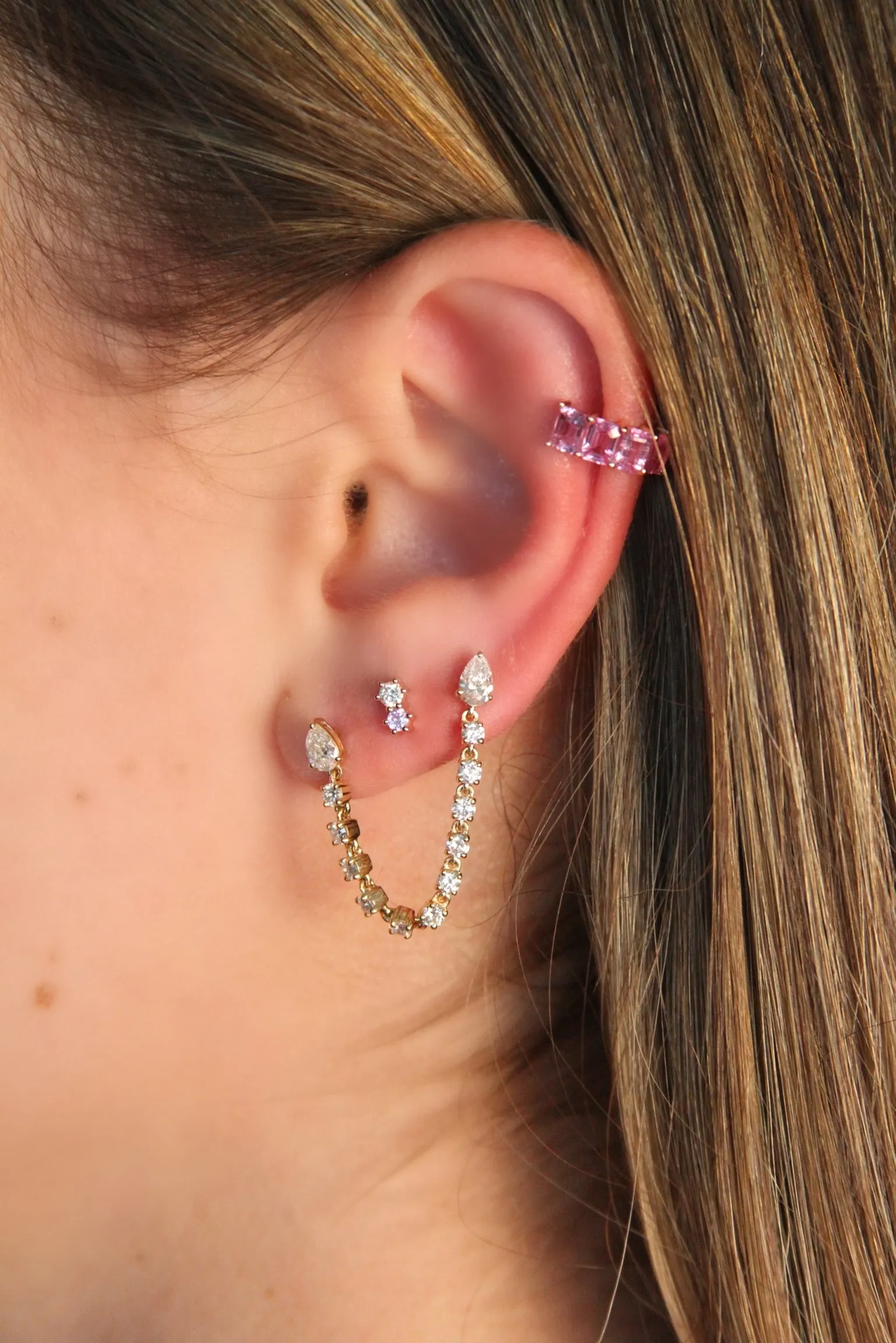 Large Diamond Pear Connecter Earring