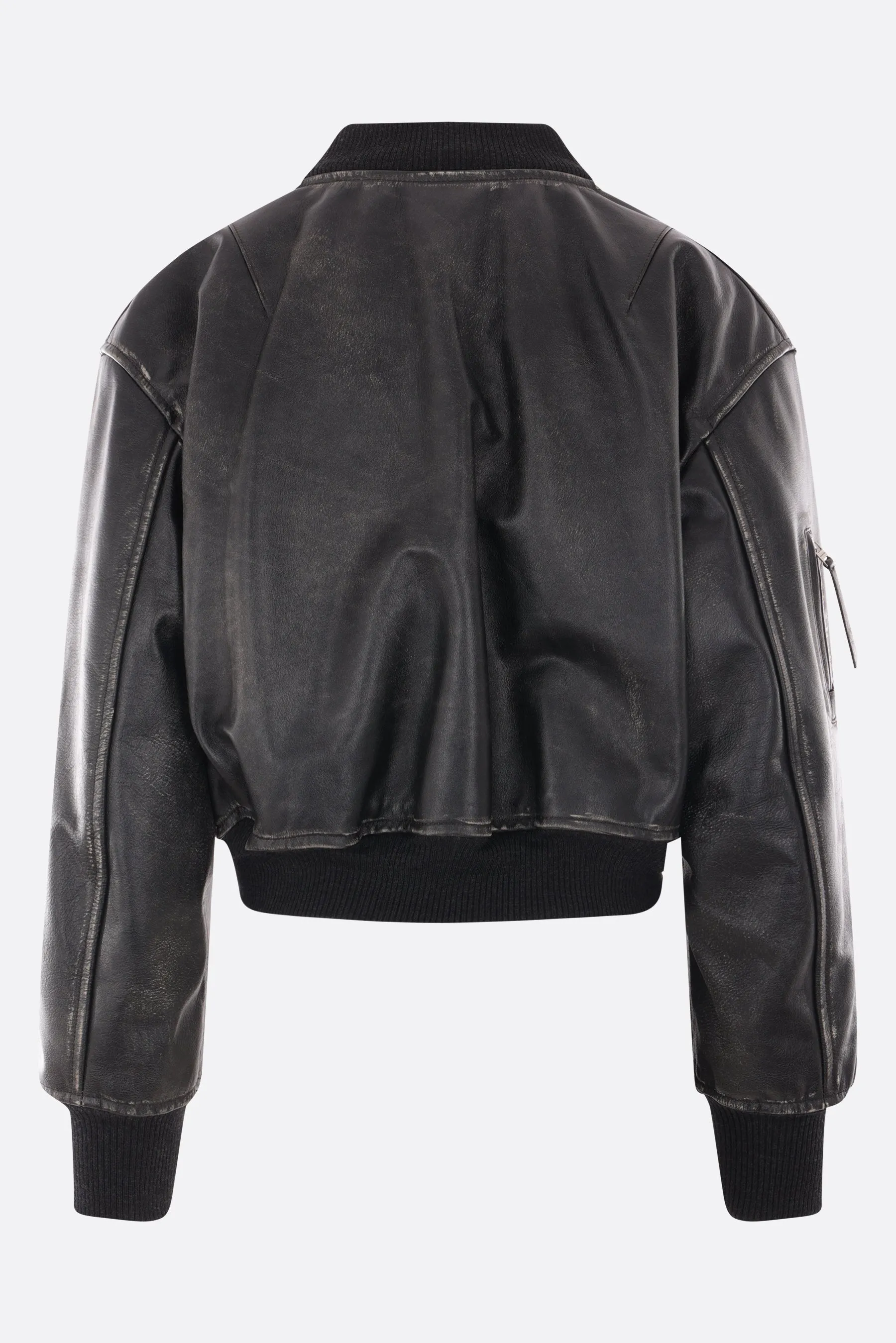 leather padded bomber jacket