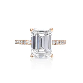 Leland 5 H VVS2 Carat Emerald Cut Lab Grown Diamond Engagement Ring in 18kt Rose Gold