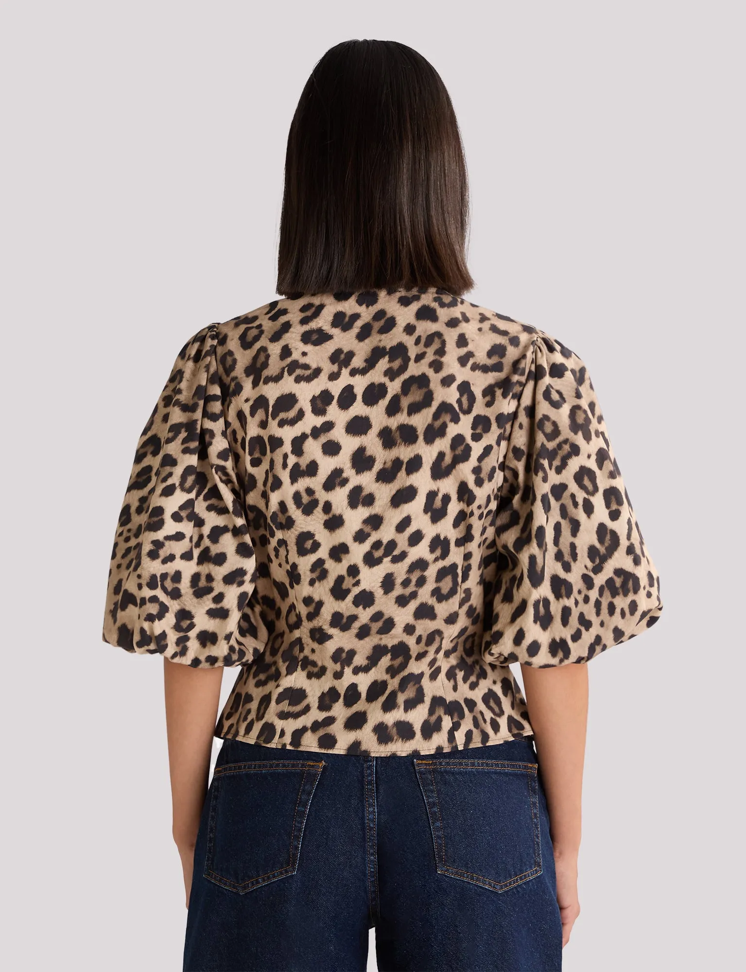 Leopard Print Twist Front Blouse