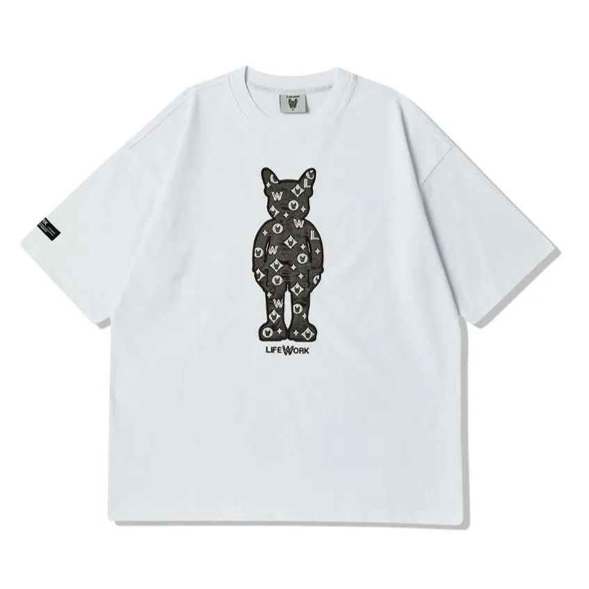 LifeWork Monogram Mascot Patch Embroidered Tee White