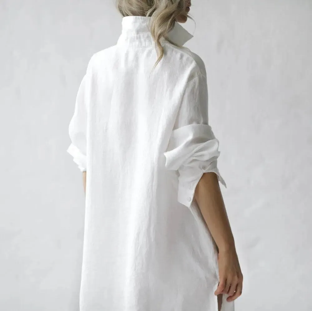 Linen boyfriend shirt in white by Seaside Tones