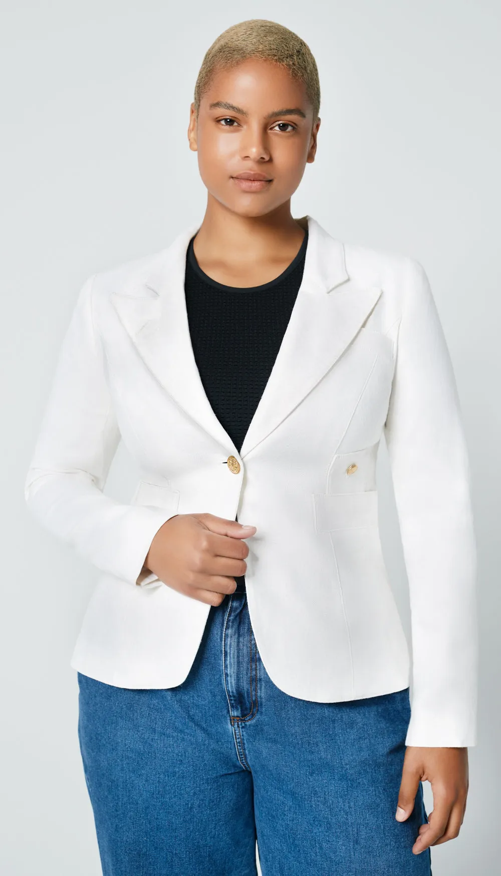 Linen Duchess Blazer White