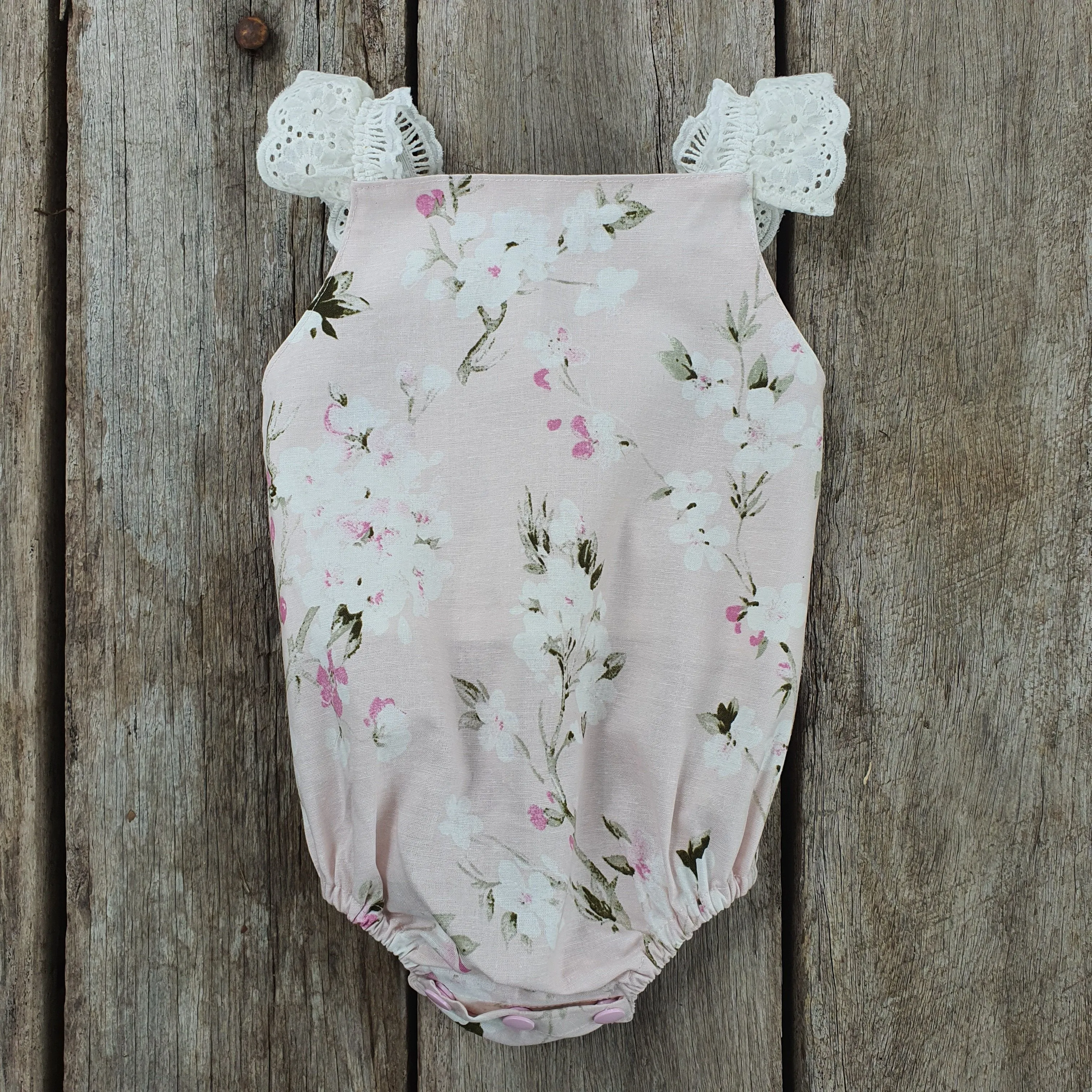 Linen Playsuit - Cherry Blossom