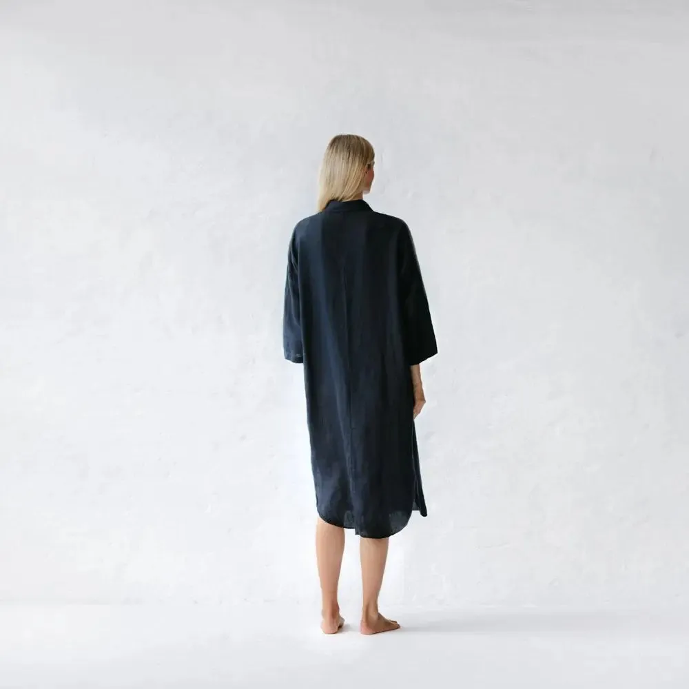 Linen shirt-dress navy by Seaside Tones